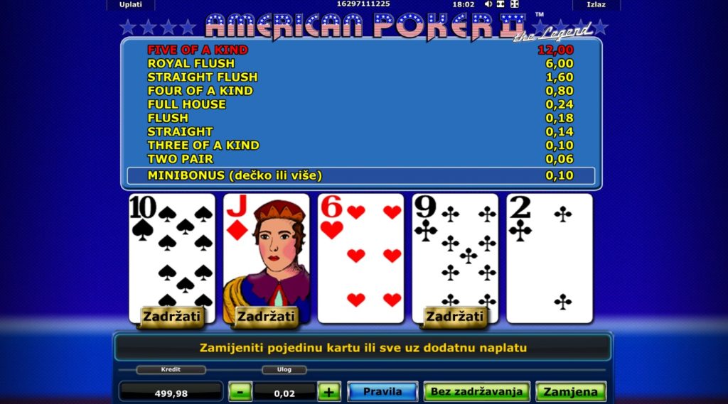 Video poker American Poker II