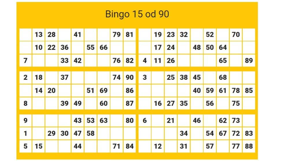 Bingo 15 od 90