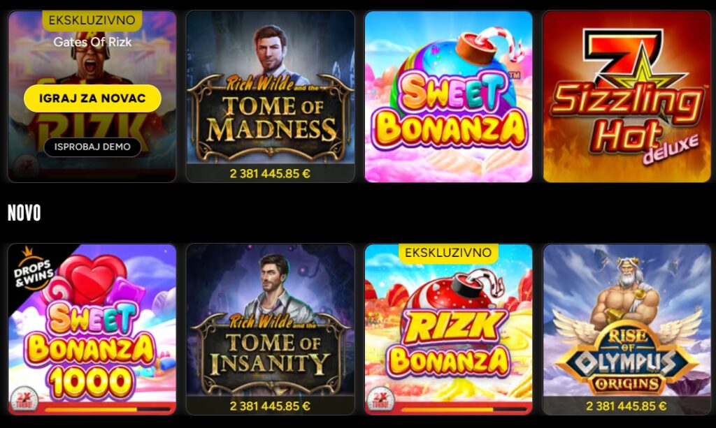 Rizk casino igre bez registracije