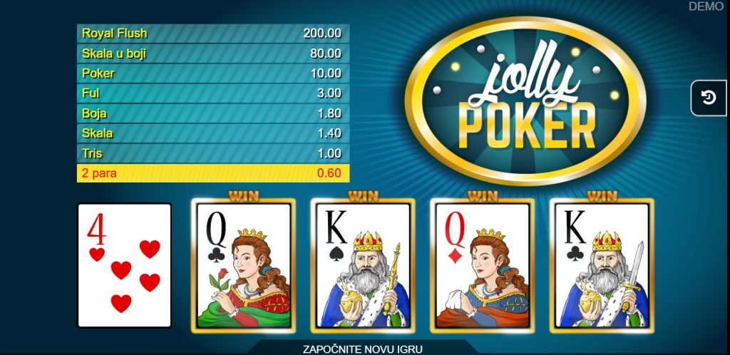 Jolly Poker dobitak