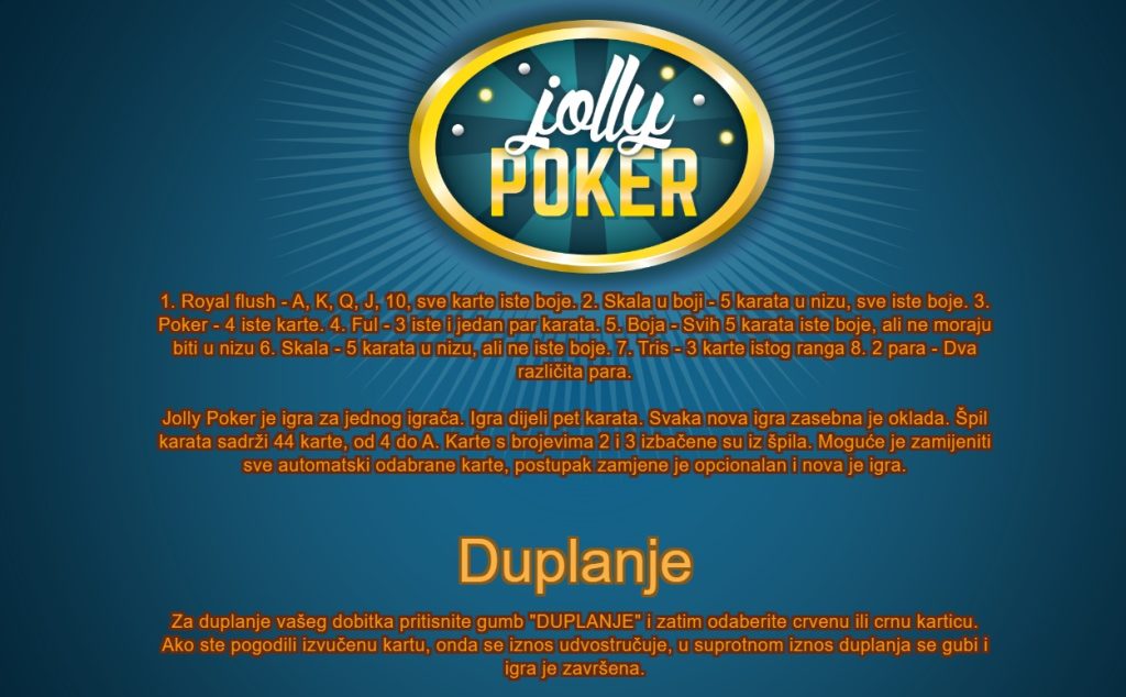 Jolly Poker pravila